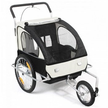 Fietskar jogger 2 in 1 wit-zwart - 1