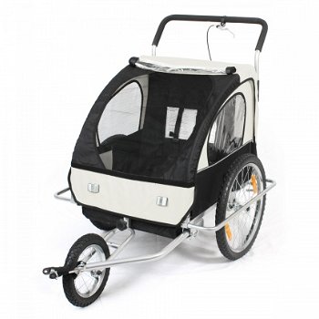 Fietskar jogger 2 in 1 wit-zwart - 3