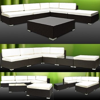 Loungeset 16-delig zwart incl. kussens combinatie - 1