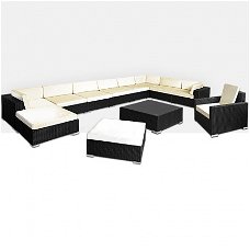 Loungeset 35-delig zwart incl. kussens xl