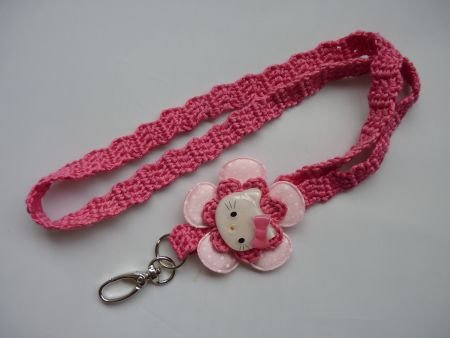 ** Gehaakt keycord Hello Kitty (roze) - nr. 1