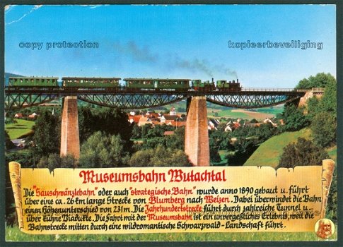 DUITSLAND Twee museumstoomlocs op het Fützener-viaduct over het Wutachtal (Freiburg im Breisgau 1984 - 1