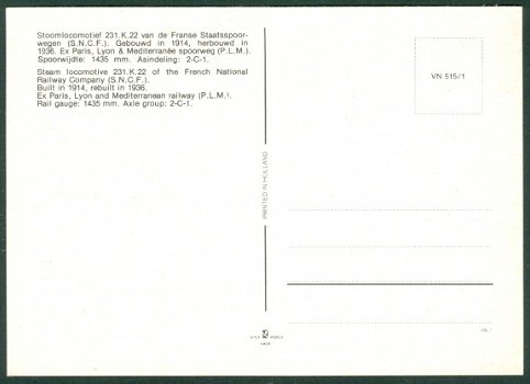 FRANKRIJK Société Nationale des Chemins de Fer (SNCF), Pacific-stoomloc 231 K-serie Nr 231 K 22 (2) - 2