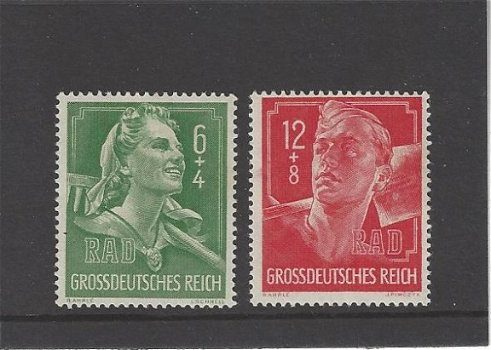 Historie Duitse Rijk, postzegels uit 1944 t.g.v. dag van de jeugd (de Reichsarbeitsdienst) - 1
