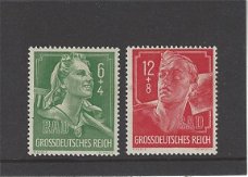 Historie Duitse Rijk, postzegels uit 1944 t.g.v. dag van de jeugd (de Reichsarbeitsdienst)