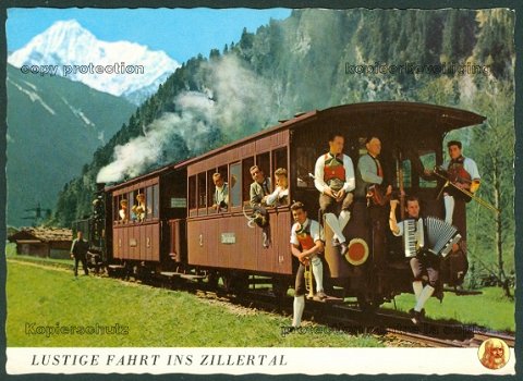 OOSTENRIJK Zillertaler Verkehrsbetriebe AG, houten rijtuigen met stoomloc 3 (Strass im Zillertal '81 - 1