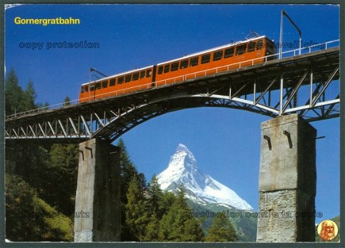 ZWITSERLAND Gornergrathbahn (GGB), elec. tandrad-smalspoor-loc Bhe 4-8, Findelbachbrug (Bern 1982) - 1