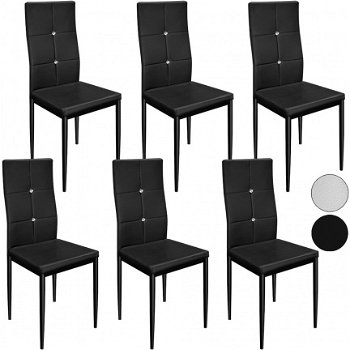 Eetkamerstoelen Blitz zwart set van 6 stoelen - 1