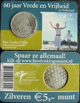 Vredesvijfje 5 euro 2005 zilver in coincard - 1