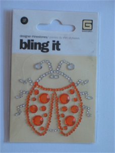 Basic grey bling it ladybug orange