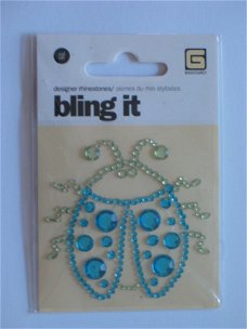 Basic grey bling it ladybug blue