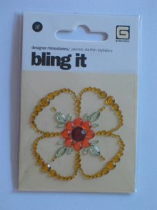 Basic grey bling it flower yellow