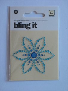 Basic grey bling it flower blue