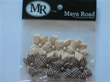 Maya Road gingham blossoms brown / beige - 1