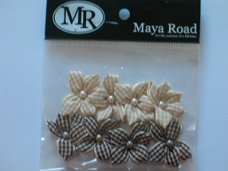 Maya Road gingham blossoms brown / beige