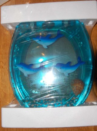 klein Hoeveelheid van Sitcom Blauwe transparante Wc toilet bril Dolfijn onderwaterwereld