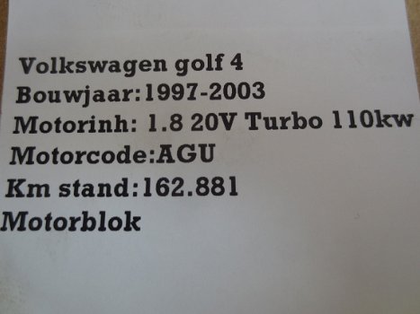 VW Golf 1.8 20 V Turbo 110 kw 5drs Plaatwerk en Onderdelen - 7