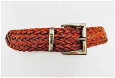 Vintage look gevlochten riem, cognac leer, Esprit