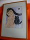 Nelly van den Berg 1932-1985 - Aquarel vrouw met poes - 1 - Thumbnail