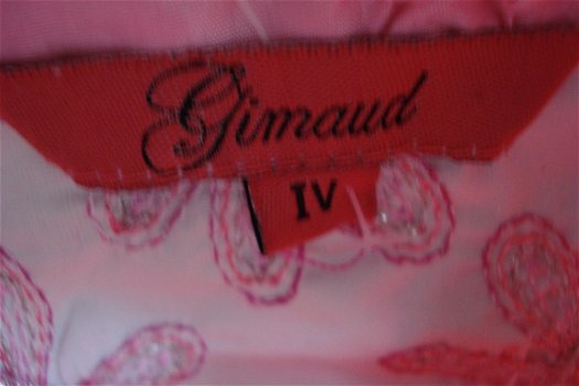 heel aparte blouse rose met zalmrose Gimaud mt IV (42) Achterpand geborduurde bloemen voorkant smoc - 3