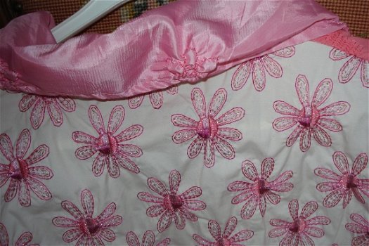 heel aparte blouse rose met zalmrose Gimaud mt IV (42) Achterpand geborduurde bloemen voorkant smoc - 5