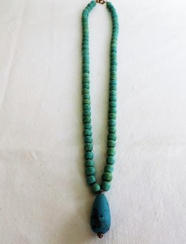 Turkoois / turqoise hals sieraad / ketting met resin druppel - 2