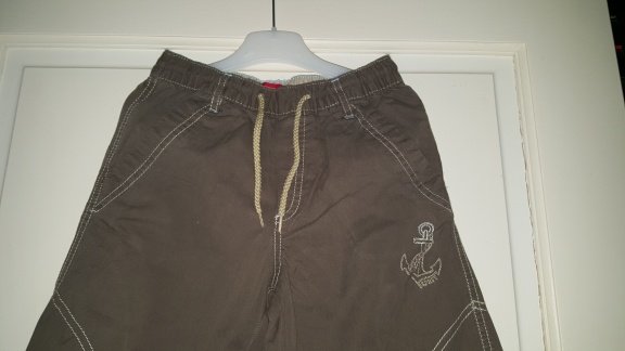 Esprit taupe olijfgroen zomer broek met stoere stiksels maat 122 - 2