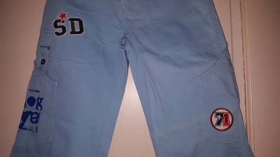 Salty Dog aqua blauwe broek maat 116 nieuw stoere applicaties - 2