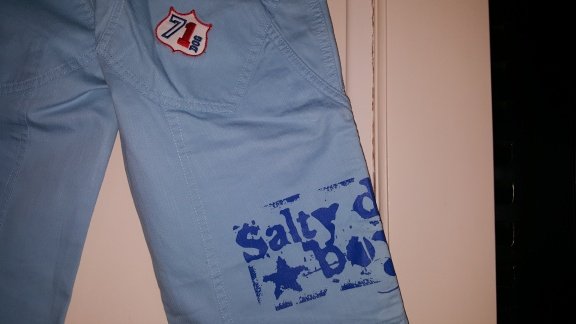 Salty Dog aqua blauwe broek maat 116 nieuw stoere applicaties - 5