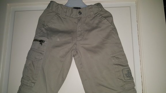 Cottonfield Son ecru broek met afritsbare pijpen en stoere zakken maat 104 - 2