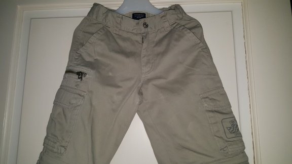 Cottonfield Son ecru broek met afritsbare pijpen en stoere zakken maat 104 - 5