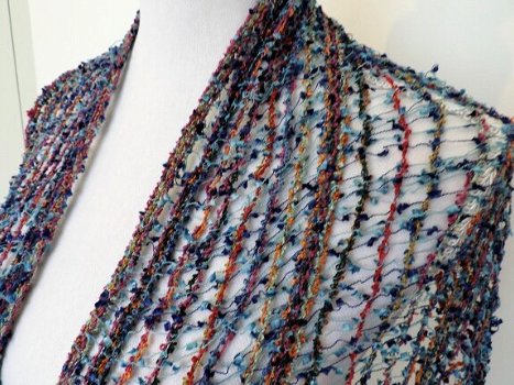 Meerkleurig lang Fair Trade sjaal met franje - 0