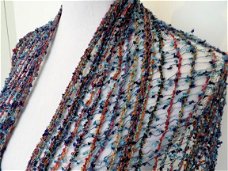Meerkleurig lang Fair Trade sjaal met franje