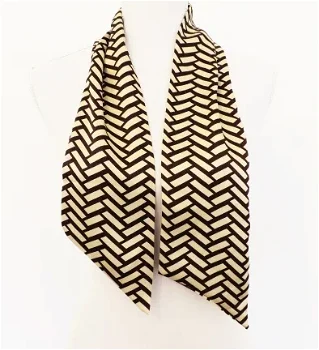 Lange sjaal met beige en donkerbruin visgraatmotief - 1
