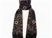 Lang donkerbruin sjaal met ketting patroon - 2 - Thumbnail