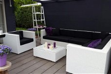 loungeset lounche set tuin terras wit wicker aanbieding.