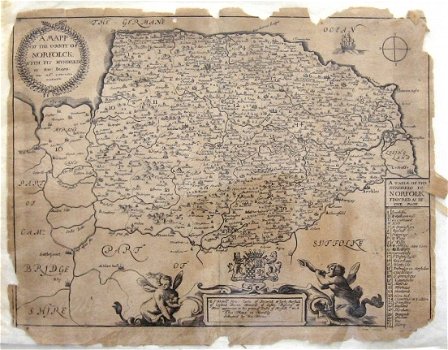A Mapp of Norfolck 1673 Ric. Blome Norfolk Engeland England - 1