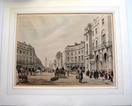 Lithografie TS Boys Regent Street 1842 Handgekleurd - 2