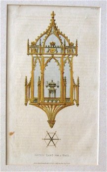 Prent Gothic Lamp for a Hall 1825 R. Ackermann - 1