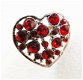 Zilverkleur bijoux broche in hart vorm, rood - 0 - Thumbnail