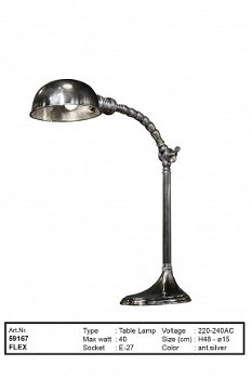 Flex tafellamp antiek zilver - 1