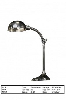 Flex tafellamp antiek zilver