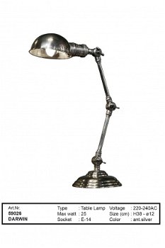 Darwin tafellamp antiek zilver - 1