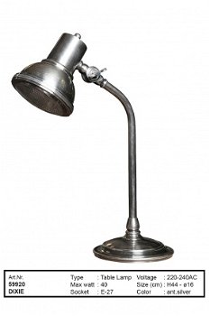 Dixie tafellamp antiek zilver - 1