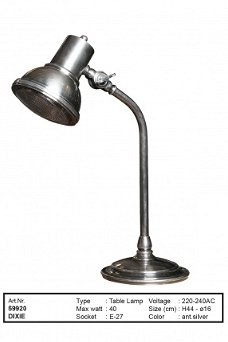 Dixie tafellamp antiek zilver