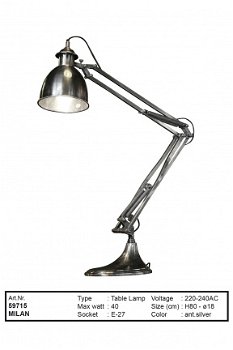 Milan tafellamp antiek zilver - 1
