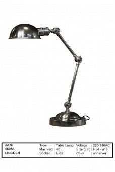 Lincoln tafellamp antiek zilver