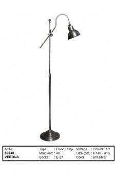 Verona vloerlamp antiek zilver