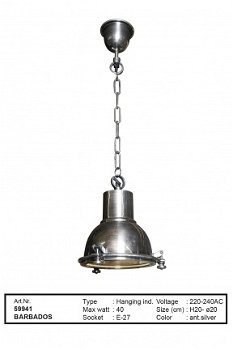 Barbados hanglamp antiek zilver - 1