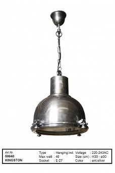 Kingston hanglamp antiek zilver
